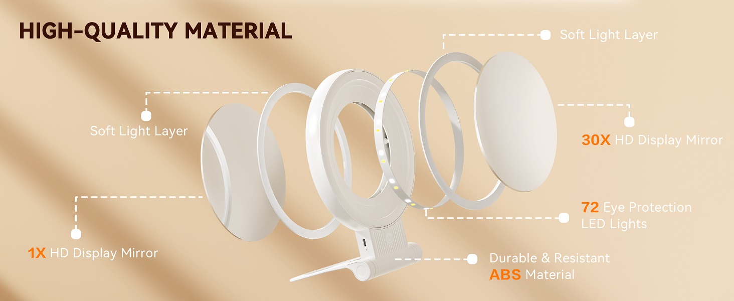 lighted makeup mirror with 30x magnification