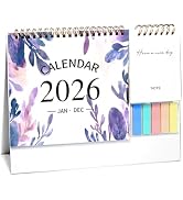 Small Desk Calendar 2026, Standing Desktop Calendar 12 Months(Jan. 2026 - Dec. 2026), 2 in 1 Flip...