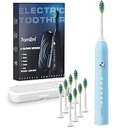 7AM2M Sonic Electric Toothbrush for Adults and Kids, with 8 Brush Heads and Travel Case,5 Modes w...
