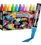 Window Chalk Markers for Cars Glass Washable, 10 Colors Jumbo Liquid Chalk Marker Pens with 10mm ...