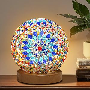 Colorful glass Turkish Moroccan table lamps Mosaic mosaic light Bohemian living room bedroom