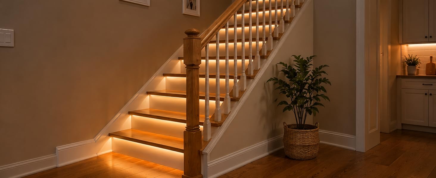Warm White Motion Sensor LED Strip Lights with Rechargeable