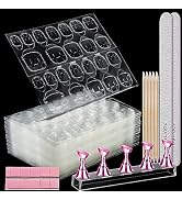 Teenitor 20 Sheet Nail Adhesive Tabs with Nail Stand for Press ons, Double Sided Press on Nail Ta...