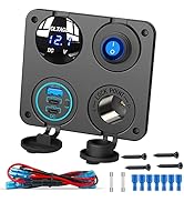 12V USB Outlet Socket Panel: (4 in 1) 58W Dual PD3.0 USB C 12V USB Charger 150W Marine Cigarette ...