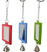 1Pc Random Color Pet Bird Mirror with Bell Interactive Parrot Toys for Budgies Parakeets Conures