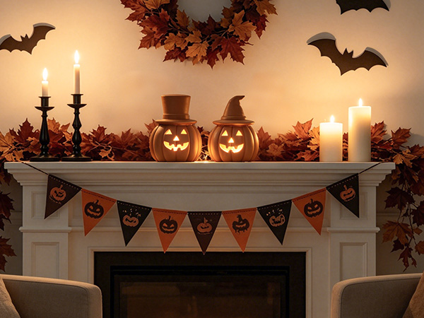 WDS WONDROUS Halloween Pumpkin Lights mantle decor
