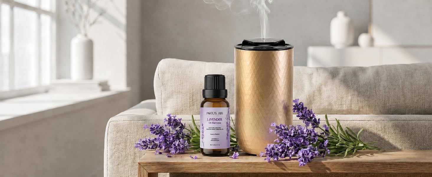 Fotus Air waterless diffuser with French lavender essential oil bundle starter kit