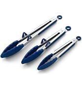 Silicone Tongs for Cooking, 3Pcs Stainless Steel Kitchen Tong with Silicone Tips, Heat Resistant ...