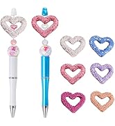 Frinnovan, 6 Pack Rhinestone Beads for Beadable Pens Metal Crystal Cute Loose Large Spacer Bead C...