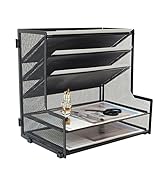 SETTFRFE Office Supplies Desk Organizer,Metal Desktop File Holder Organizer with 5 Tier Paper Tra...