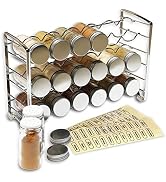 Deco Brothers Spice Rack Stand holder with 18 Bottles and 48 Labels, Chrome