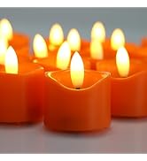 12 Pack Orange Battery Operated Votive Candles Halloween1.5 x 1.67 inches Flameless Votive Tealig...