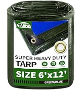 TARPAL Tarps Waterproof 6x12 Green Heavy Duty Tarp 16mil Small tarp with Brass Grommets Every 17....