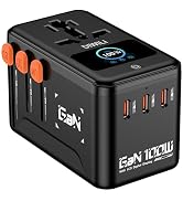 DIWILI 100W GaN Universal Travel Adapter with Smart Display, International Power Adapter with 3 U...