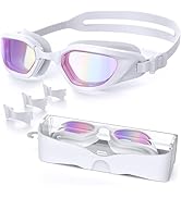 Vegemono Swim Goggles, Unisex Adult Swimming Goggles Anti Fog Anti UV No Leakage Wide View for Me...