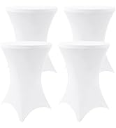 Moosfor Spandex Cocktail Table Covers 4 Pack, Elastic Fitted Stretch Table Cloth, Round High Top ...