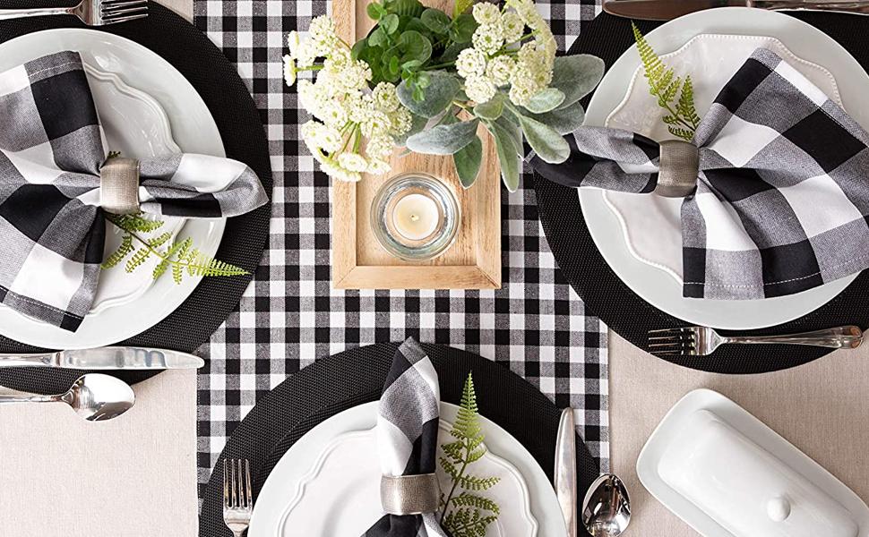 tabletop, placemats, kitchen mat, table runner, decor, blue, mats, paper plates, placemat, napkins