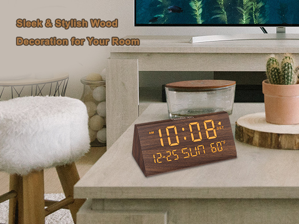 wooden alarm clock