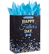 SUNCOLOR 13 Inch Large Fathers Day Gift Bag with Tissue Paper, Happy Father's Day Design, Paper G...