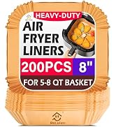 200pcs Air Fryer Liners, 8.7" Square Parchment Disposable Paper Liner for Air Fryer, Baking, Roas...