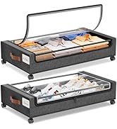 Yecaye Under Bed Storage with Wheels, 2Pack Under Bed Storage Containers, Under Bed Shoe Storage ...
