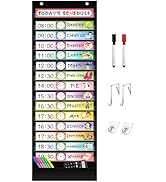 REGELETO 15+1 Pockets Daily Schedule Pocket Chart with 30 Pcs Double-Sided Reusable Cards, Schedu...