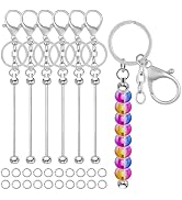 8Pcs Beadable Keychains Bars,Blanks Bead Keychain DIY Keychains Bars Metal Bead Keychain Removabl...