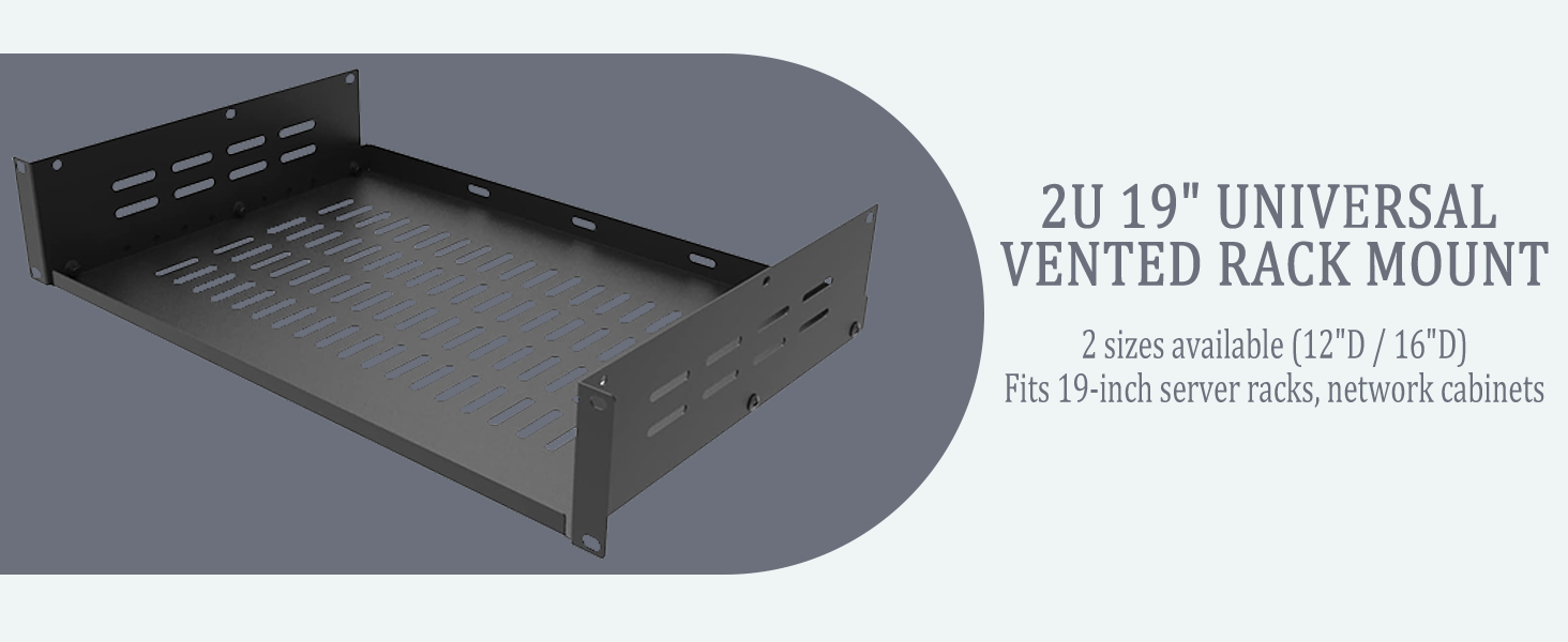 2U 19“ universal vented rack mount shelf