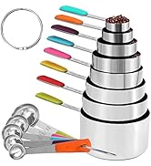 Bopei 13-Piece Measuring Cups and Spoons Set Stainless Steel for Cooking & Baking (8 Cups +5 Spoo...