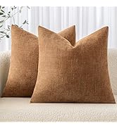 MIULEE Pack of 2 Decorative Throw Pillow Covers Soft Chenille Throw Pillows Solid Textured Cushio...