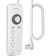 DEWENWILS Mechanical Timer Power Strip with 8 Outlets, Flat Plug, 6ft Long Cord, Overload Protect...