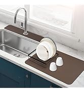 Meetcolor 2PCS 12" x 19" Dish Drying Mat & 24" x 5.5" Faucet Mat for Kitchen Sink, Super Absorben...