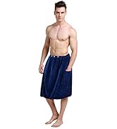 SINLAND Microfiber Men's Spa Wrap Towel Bath Towel with Snap Closure 24inch x 63inch Navy Blue