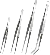 BAOKARU 4 Pack Stainless Steel Straight Bent Tip Kitchen Tweezers Set | Stainless steel tweezers ...