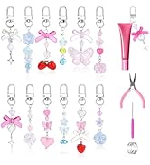 WADORN 12Pcs Lip Gloss Keychain Making Kit, Bulk DIY Lip Balm Key Chain Supplies Kit Including Ch...