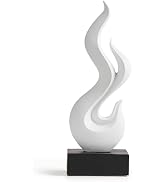 Modern Abstract Art Table Decoration, Gold Decor Flame Statue for Living Room Home, Black Shelf D...