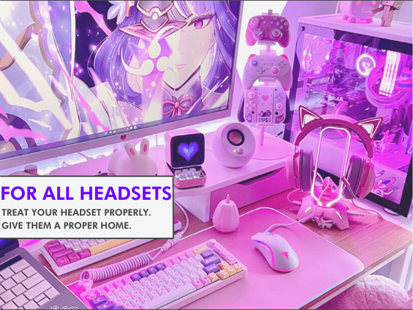 rgb headphone stand pink