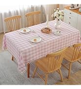 Alsoo Checkered Tablecloth Rectangle Cotton Linen Fabric Gingham Table Cloth Buffalo Plaid Table ...