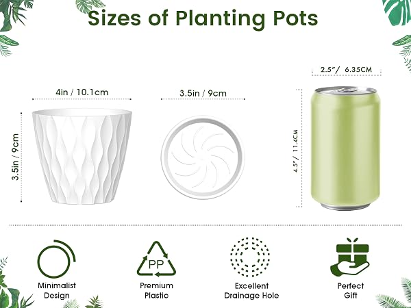 4 inch plastic nursery pots for small succulents, herbs, or medium indoor plants.