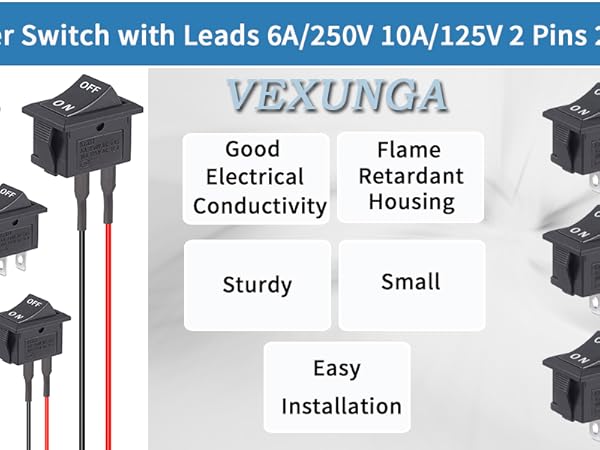 KCD1 Mini Rocker Switches 2 Pin