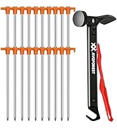 20 Pcs Tent Stakes with Camping Hammers,Avoforest 7.1 Inch Non-Rust Metal Tent Pegs + Portable Te...