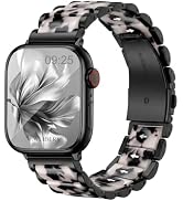 Newlibery Resin Metal Bracelet Band for Women Apple Watch | Lightweight Fashion Resin and Metal W...