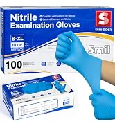 Schneider Nitrile Exam Gloves, 5 Mil, Medical Grade, Latex-Free, Powder-Free Disposable Gloves fo...