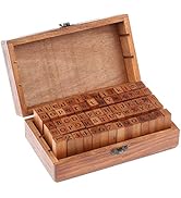 70 Pcs Wooden Rubber Stamps Number and Alphabet Letter Wood Rubber Stamps Set Wooden Rubber Numbe...