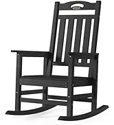 SUUNYN Outdoor Rocking Chair, High Back Porch Rocker Chair, All Weather Resistant HDPE Oversized ...
