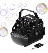 XWSTGEQ Stage Bubble Machine with Lights, Wireless Remote - Perfect for Weddings, Commercial Perf...