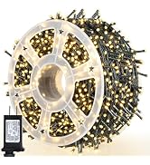 kemooie 500 LED Christmas String Lights, 164FT 8 Lighting Mode with Memory Plug in Green Wire Wat...
