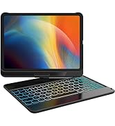 GreenLaw iPad Air 5th 4th Generation Case with Keyboard, DIY 7 Color Breathing Backlit, 360° Rota...