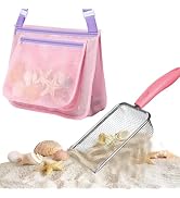 LIDAGO Beach Mesh Shovel with Mesh Beach Bag for Shell Collecting,Metal Shark Tooth Sifter Sand D...