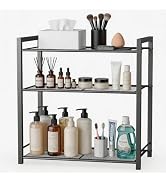 Bathroom Counter Organizer, 3-Tier Countertop Storage Rack, Adjustable Metal Vanity Perfume Skinc...